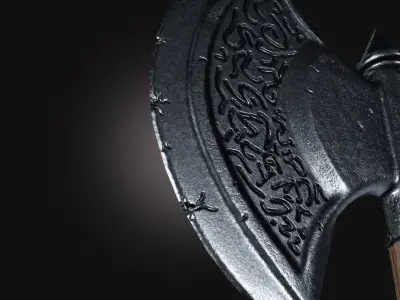Axe silver PBR low-poly game raedy Free low-poly 3D model