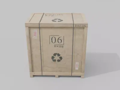 Tall Wide Wooden Crate - Customizable Shipping Box Low-poly 3D model