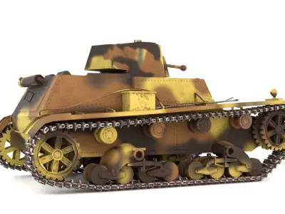 English Vickers 7TP tank PBR Game Ready VR AR low-poly 3d model Low-poly 3D model