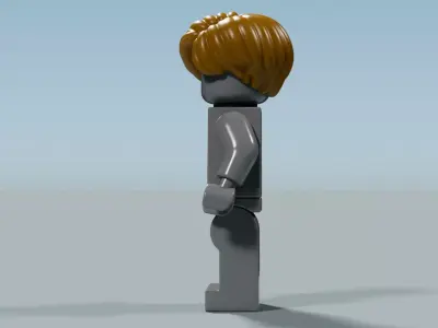 Leon RE4 Remake Style Layered Hair LEGO Minifigure 3D Hair Piece 3D model
