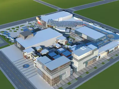 Architecture building in middle of city 3D model