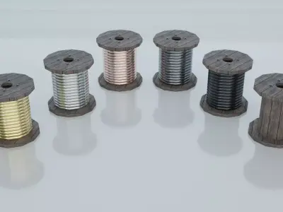 Resources Pack - Cable Drums Low-poly 3D model