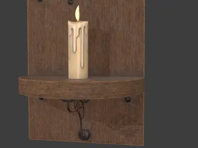 Medieval Wall Candle Holder  Low-poly 3D model