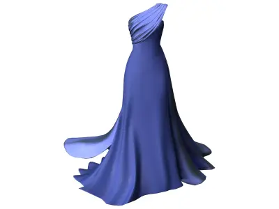 Royal Blue Dress Low-poly 3D model