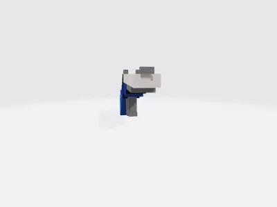 Blue Voxel Gun Low-poly 3D model
