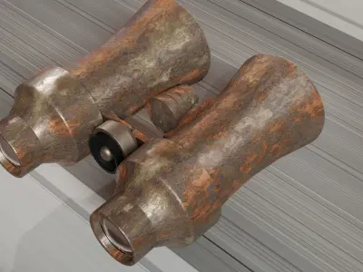 binoculars old pair of Low-poly 3D model