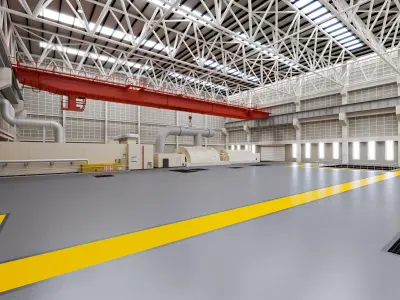 Factory interior thermal power plant gas turbine 3D model
