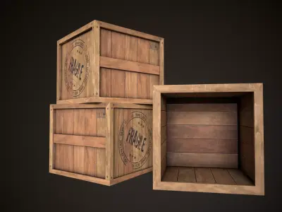 Wooden Crate-2 Low-poly 3D model