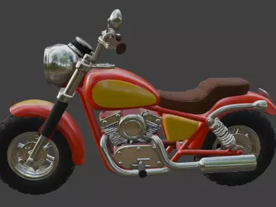 Cartoon Red Motorcycle 3D Model 3D model