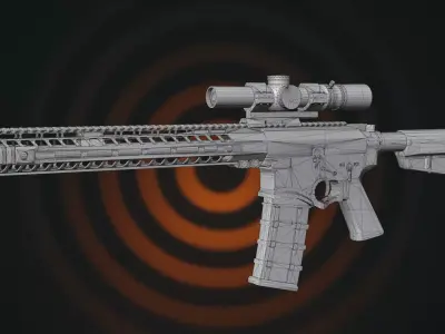 Rigged Tactical Assault Rifle Night Stalker 3D model