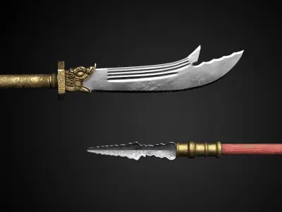 Ancient chinese weapons knife 3D model