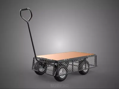 VERSATILE FOLDED METAL GRID SIDE MESH CAGE TROLLEY CART WAGON 4W 3D model