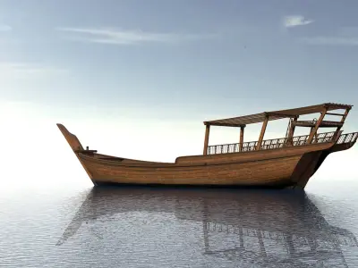 Traditional Arabic Wooden Boat 3D model