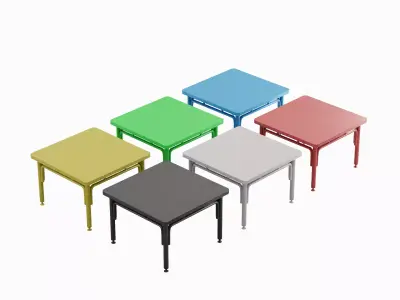 Metallic Table Set Low-poly 3D model