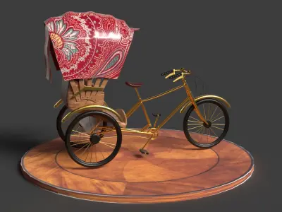 Chinese rickshaw  figure  Low-poly 3D model