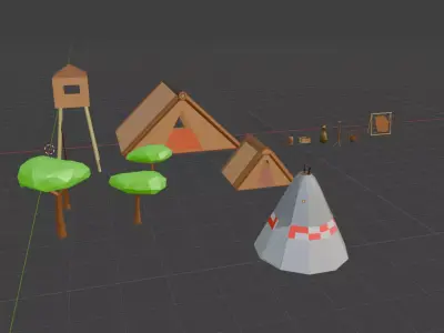 Old Village Low Poly Game Ready Asset Pack Low-poly 3D model