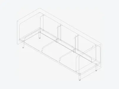 Furniture - Sofa - Contemporary - Flame - Medium Low-poly 3D model