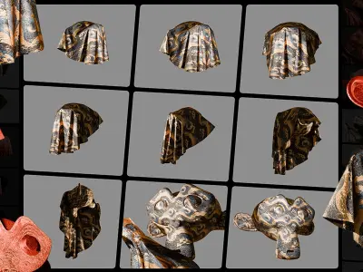 3 Oriental Velvet Fabric Seamless Material Bundle Texture