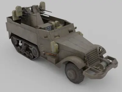 M16 MGMC meat chopper AA Gun Halftrack  Low-poly 3D model