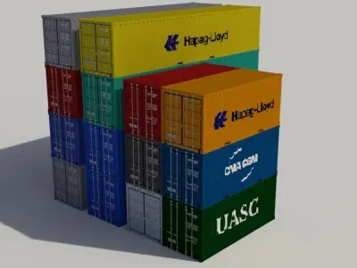 20 and 40 FT container Low-poly 3D model