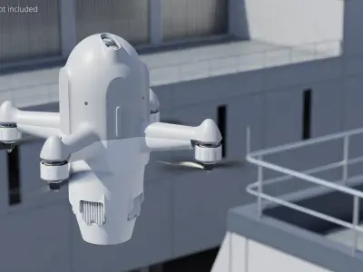  Quadrotor Tactical Drone for Air Defense White Rigged 