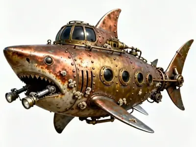 Iron Apex Steampunk Sub 3D Model Low-poly 3D model