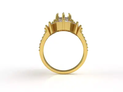 Unique Marquise Engagement Ring 3D print model