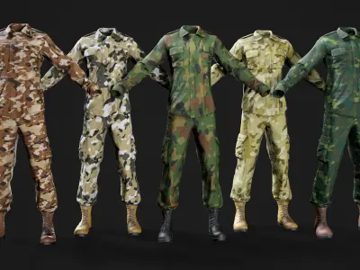 Military Camouflage Uniforms Vol 01 Low-poly 3D model