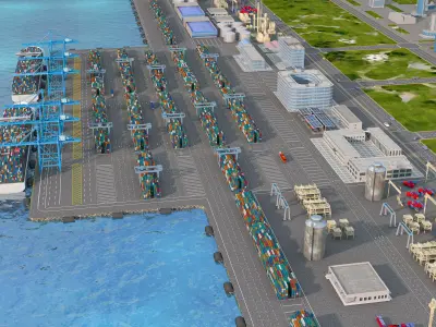 Freight terminal port 3D model