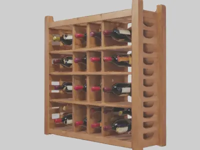 Wooden winerack model Low-poly 3D model