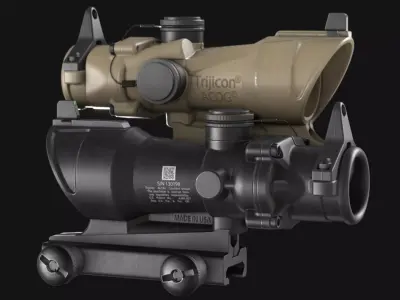Trijicon ACOG TA01NSN 4x32 Rifle Scope - Game Asset Low-poly 3D model