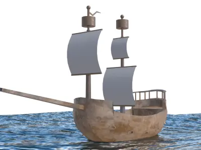 wooden ship 3D model purchase