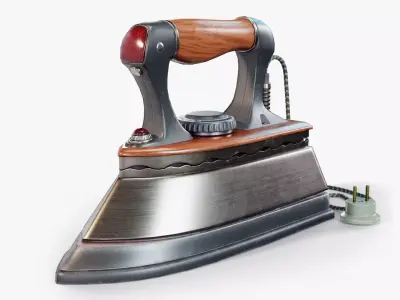 Iron Steam Vintage  Low-poly 3D model