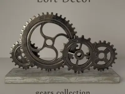 Gears three metal 3D model