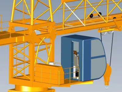 tower construction crane 3D model