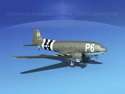 Douglas C-47 Dakota USAAF V1 3D model