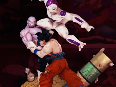 DBS Goku and Frieza vs Jiren 3D print model purchase