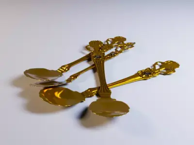 Royal Gold Teaspoon Low-poly 3D model