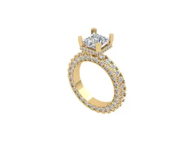 Princess Art Deco Ring 3D print model 11