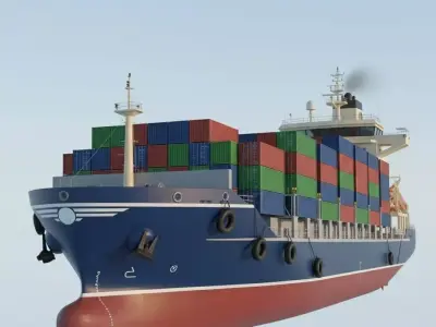 Commercial Cargo Ship  Realistic Low-Poly 3D Vessel Model Low-poly 3D model