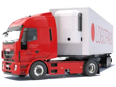 IVECO Hi-Way with Refrigerated Trailer 3D model