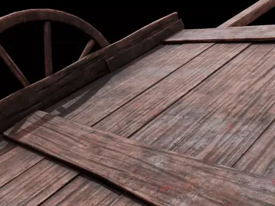 Medieval Wooden Cart Low-poly 3D model order