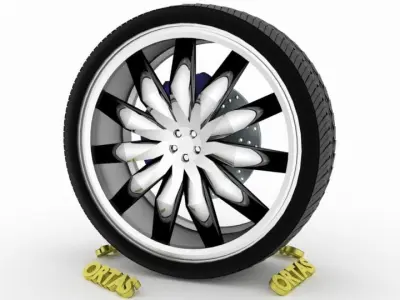 ORTAS CAR WHEEL RIM 85 GAME READY WHEEL RIM TIRE 3D model