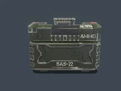Textured Sci Fi military ammunition case with UVs 3D model