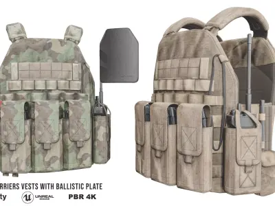 Plate Carriers Vests With Armour Plate Low-poly 3D model