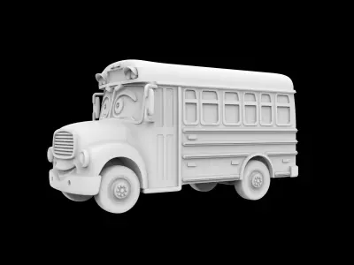 Cartoon School Bus With Eyes 3D Print Model 3D print model