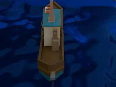 fishin boat for your game Low-poly 3D model