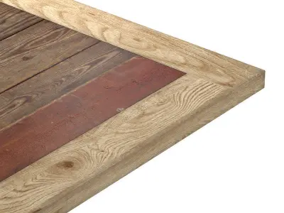 Cast Iron and Larch Restaurant Table Square 3D model