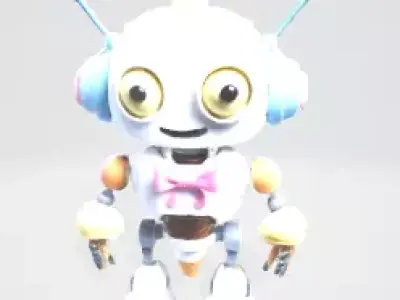 Cute Ice Cream Robot  Cartoon Character 3D Model Low-poly 3D model