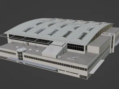 Stuttgart airport part Low-poly 3D model